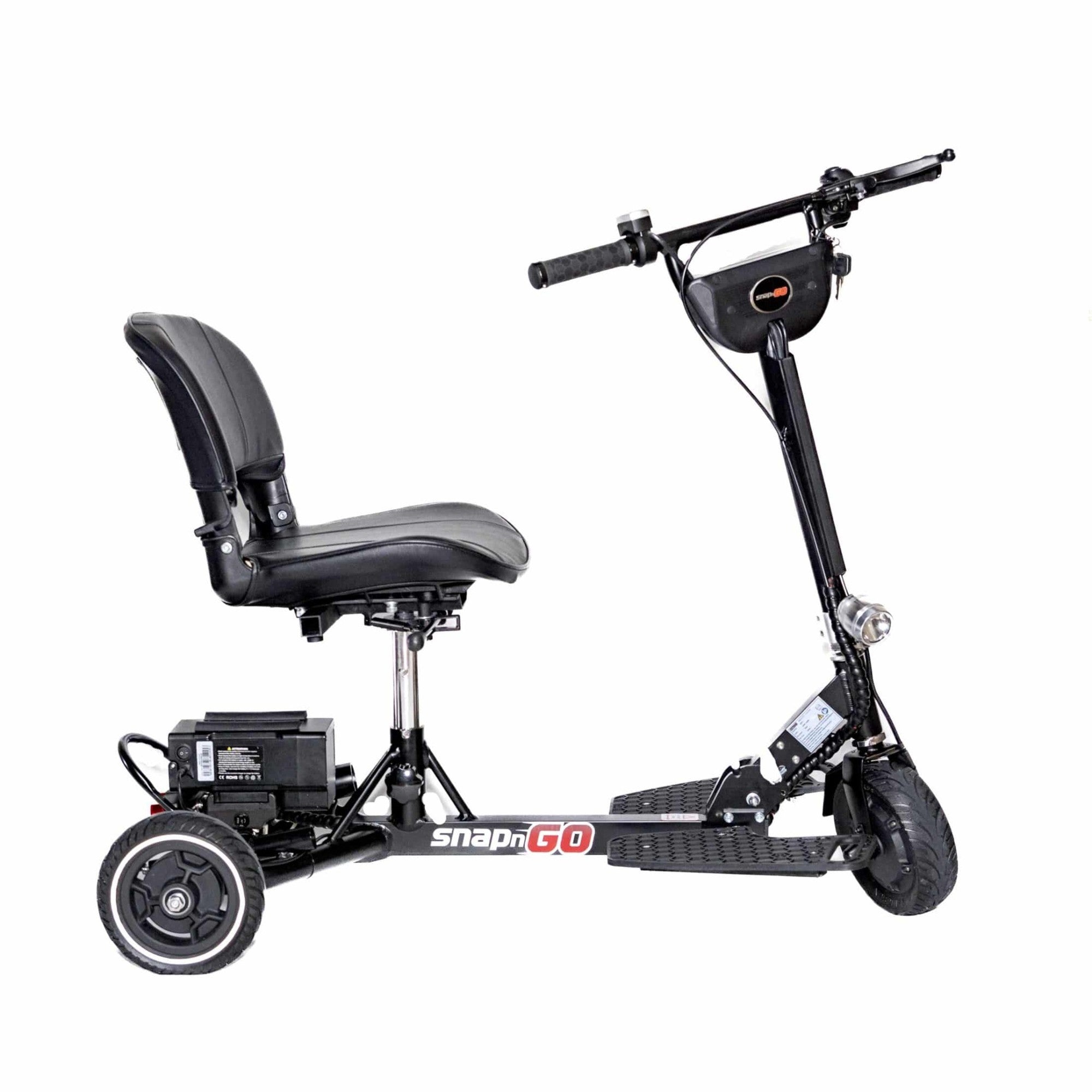 SnapnGO Sport Mobility Scooter side view with padded seat and lightweight frame
