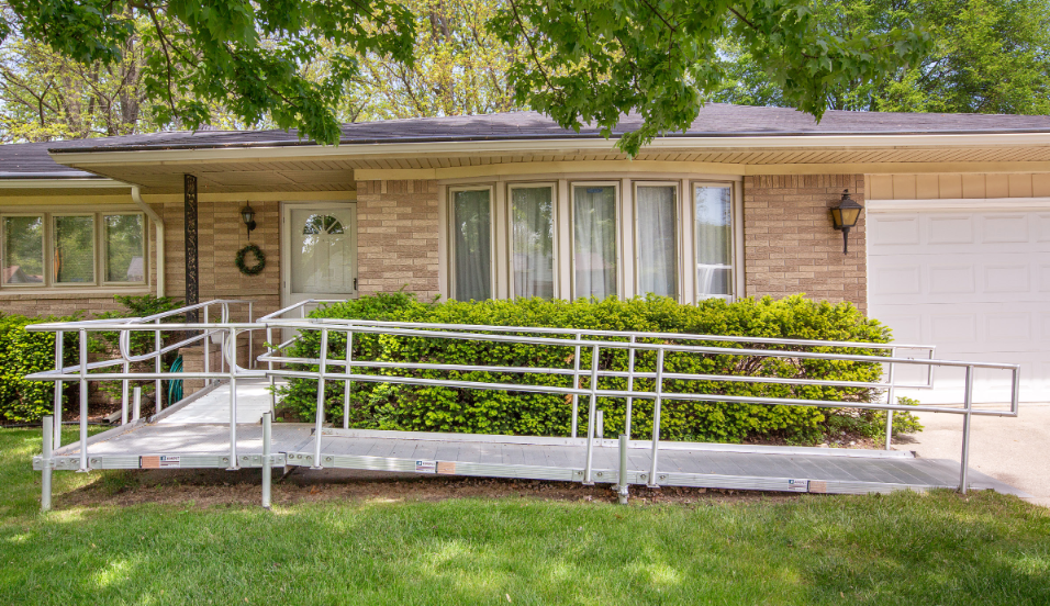 Installed aluminum access ramp